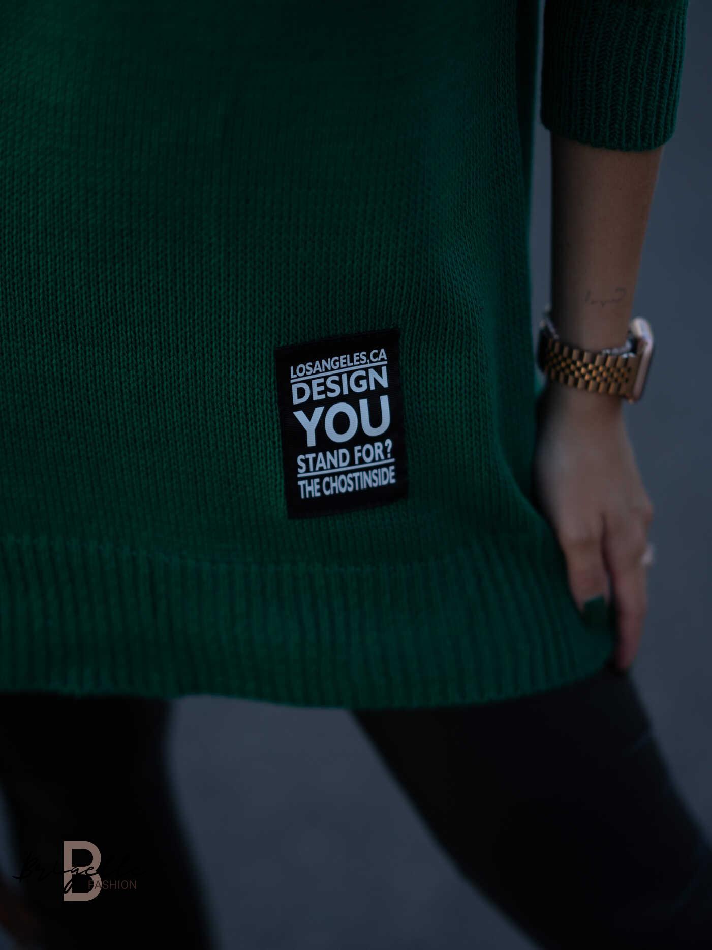 Prodloužený svetr Design You smaragdový