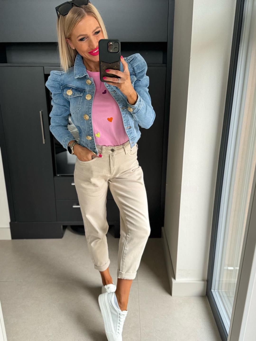 Mom fit volné džíny béžové