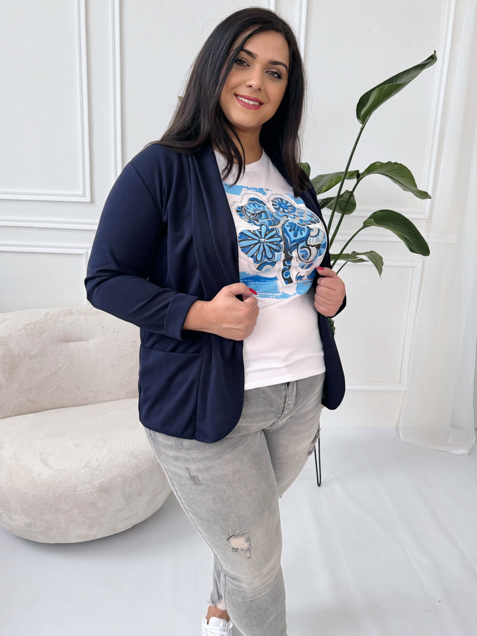 Sako bez podšívky Elitte tmavě modré