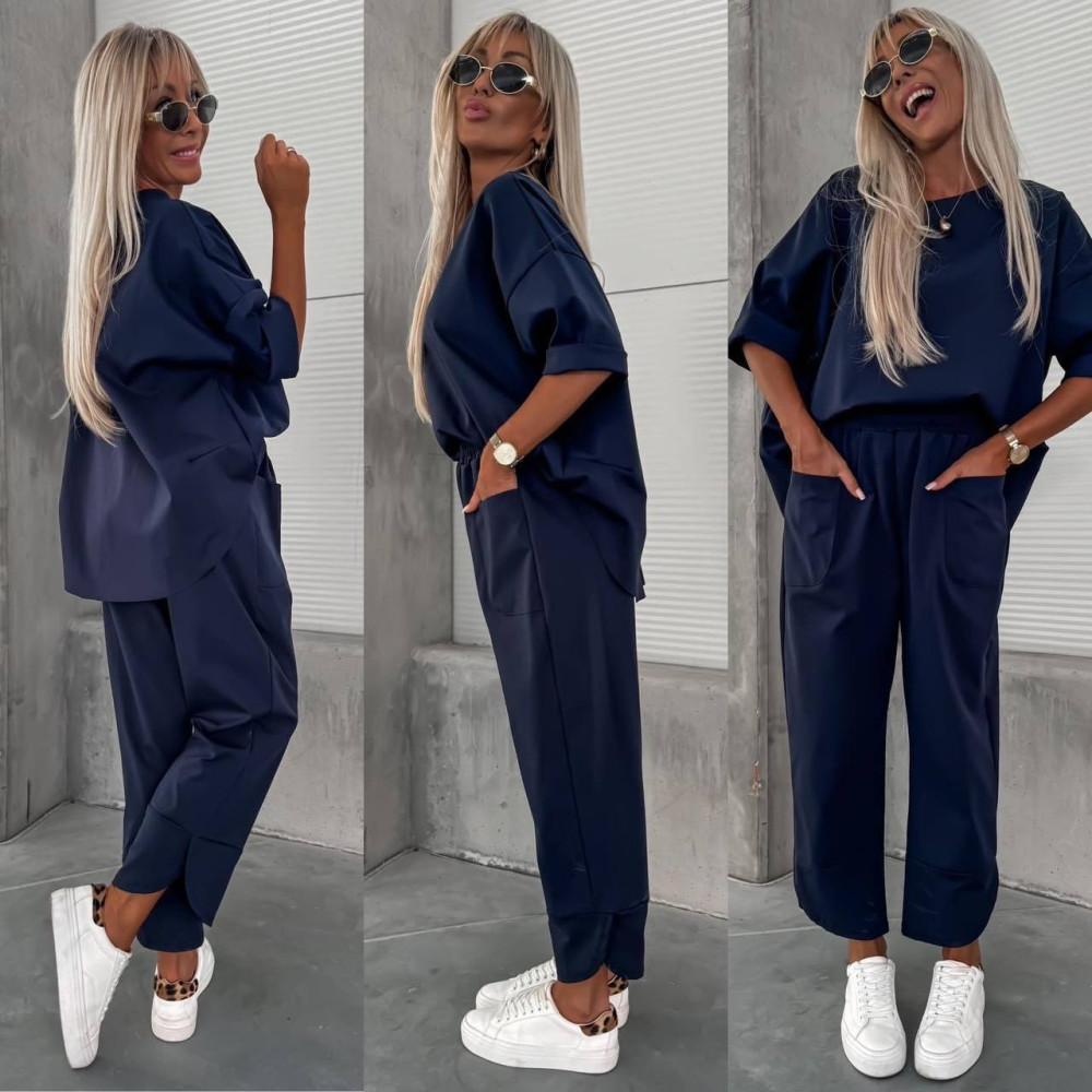 Bavlněný komplet Natural tmavě modrý