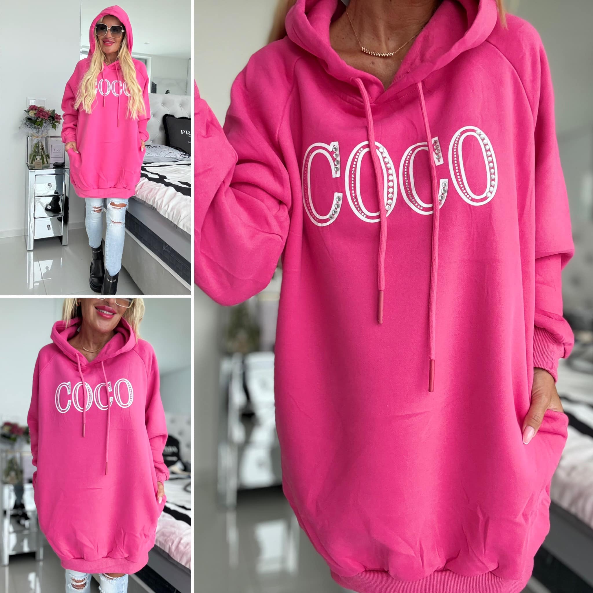 Vyteplená mikina COCO růžvoá