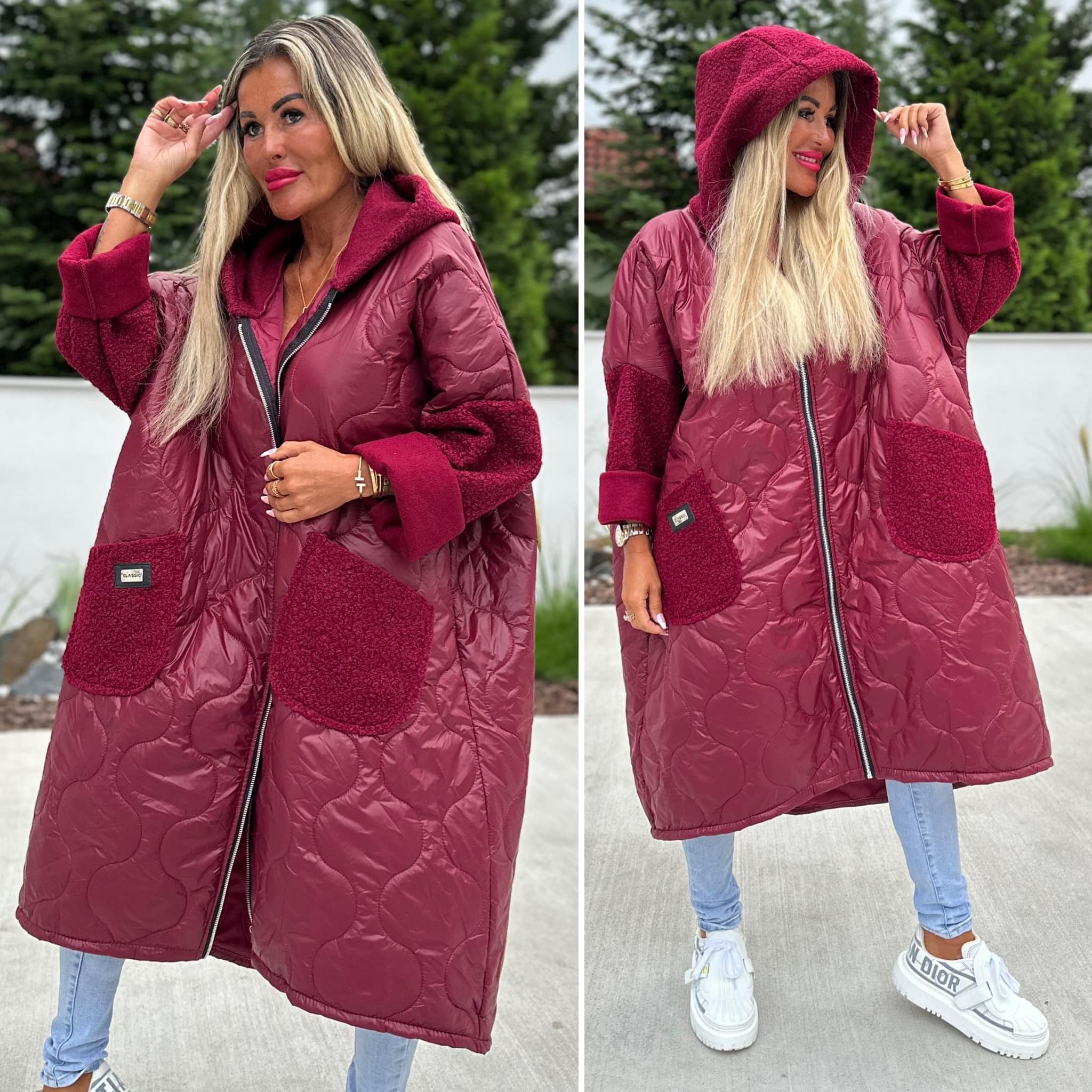 Přechodová bunda oversize vínová