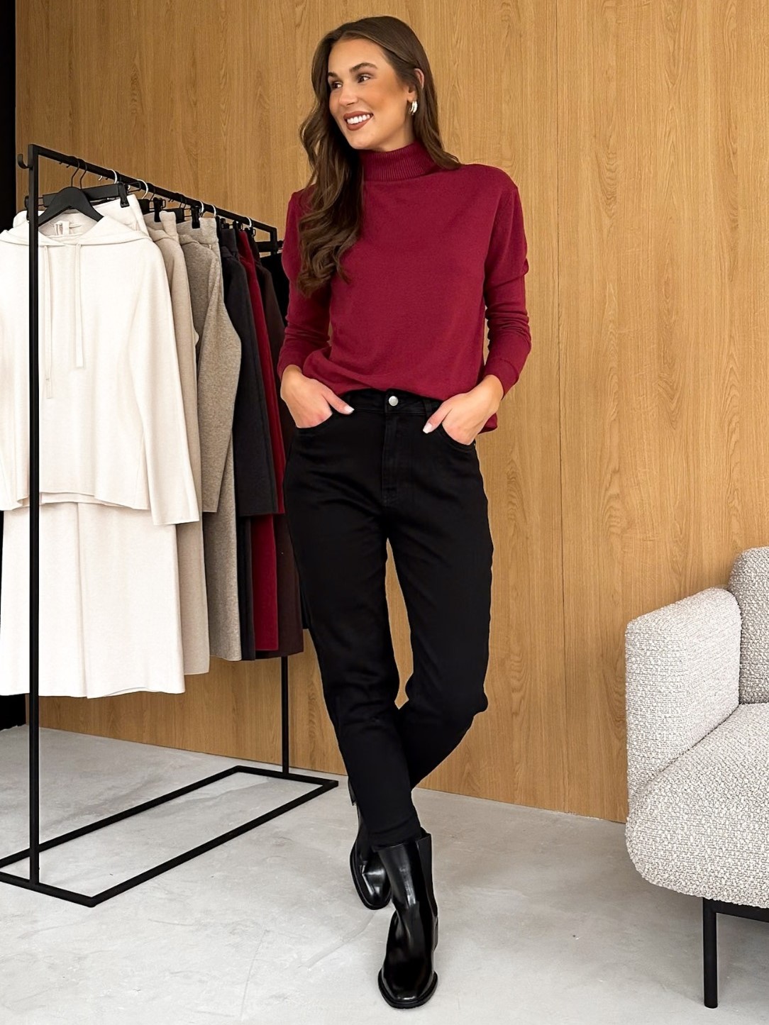 Oversize Basic rolák vínový