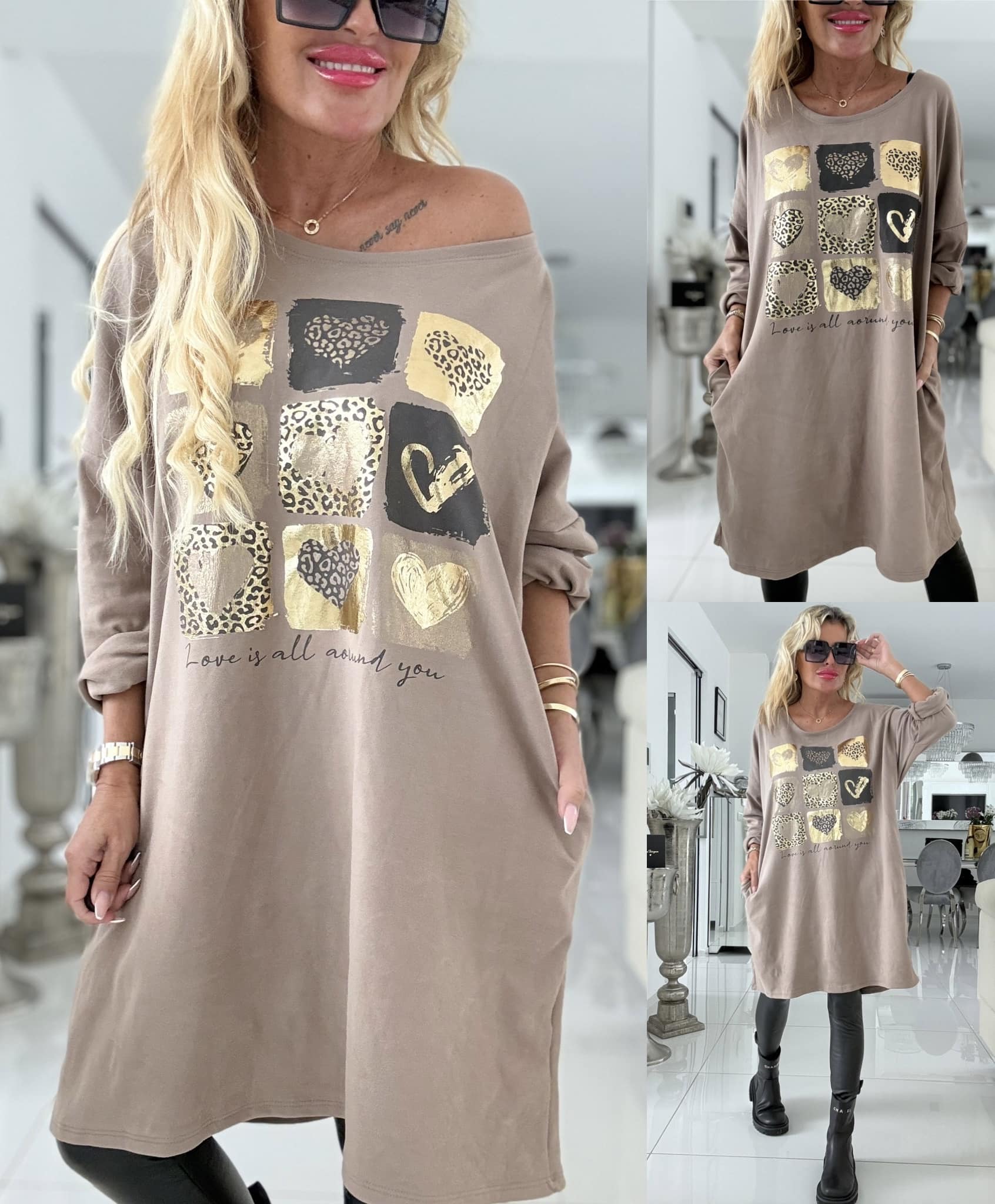 Tunika Beige s potiskem