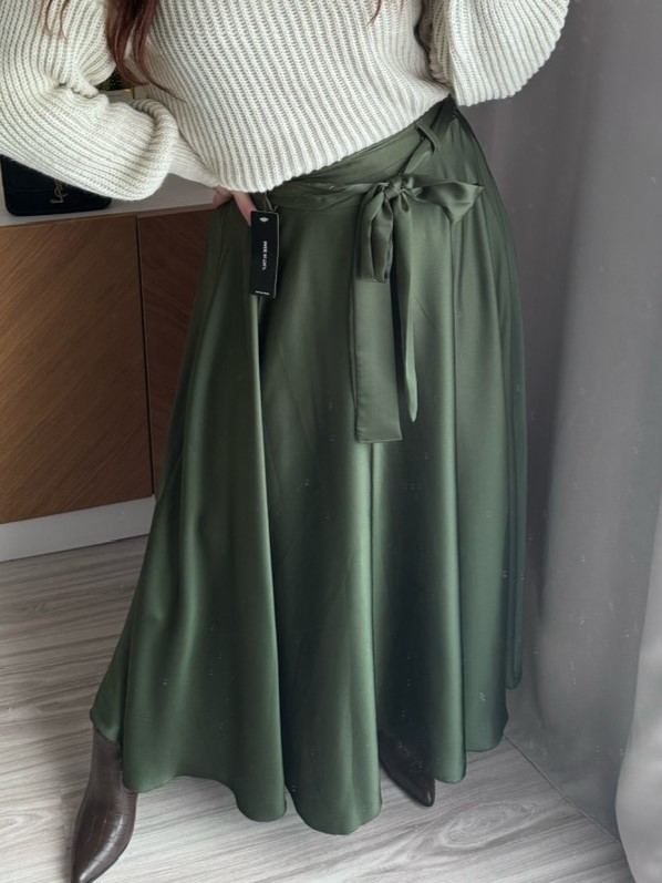 Maxi sukně Satteny khaki