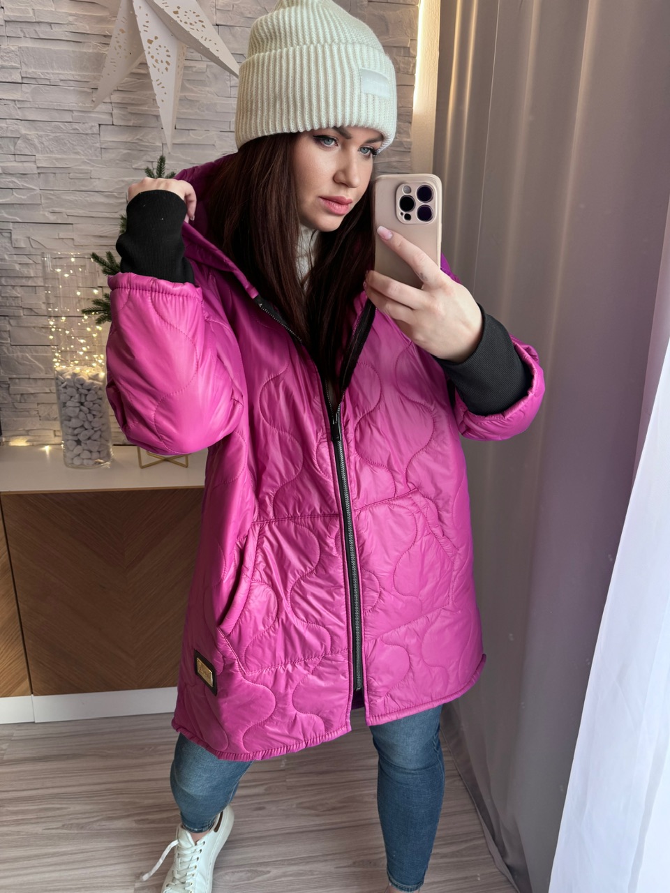 Přechodová bunda malinová