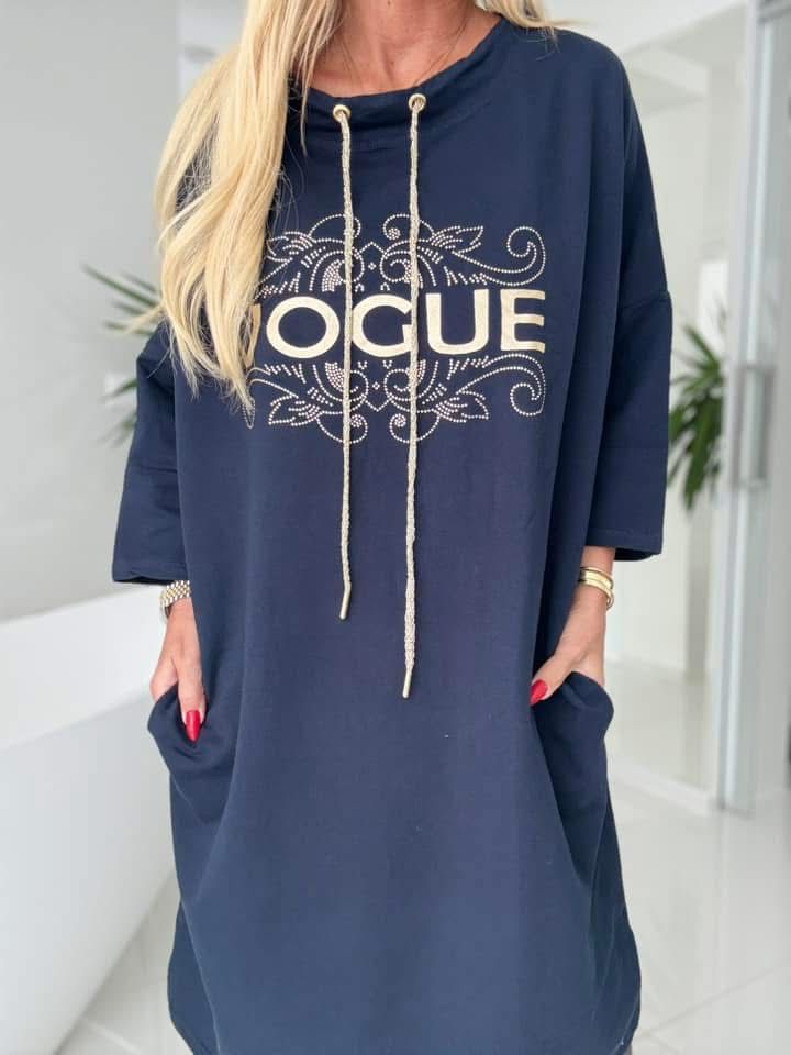 Oversize šaty Vogue tm.modré