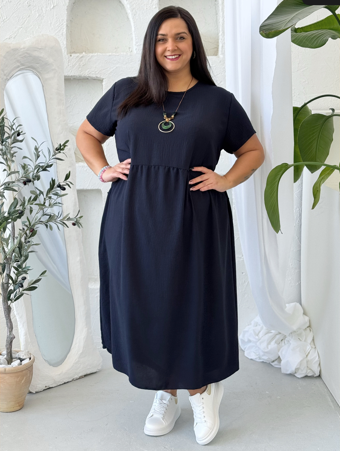 Maxi šaty Sunny Comfort do 4XL tmavě modré