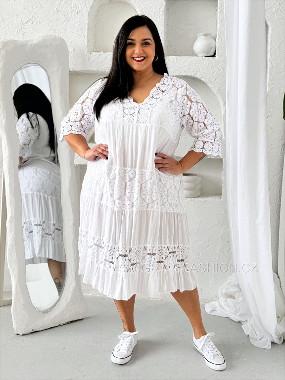 Krajkové šaty Plus size Holiday bílé