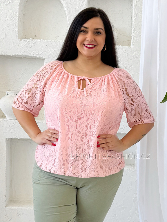 Krajková halenka Romance do 3XL meruňková