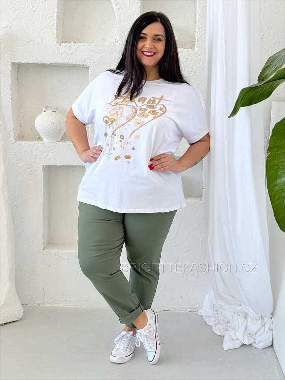 Tričko Plus size "Gold Heart" bílé