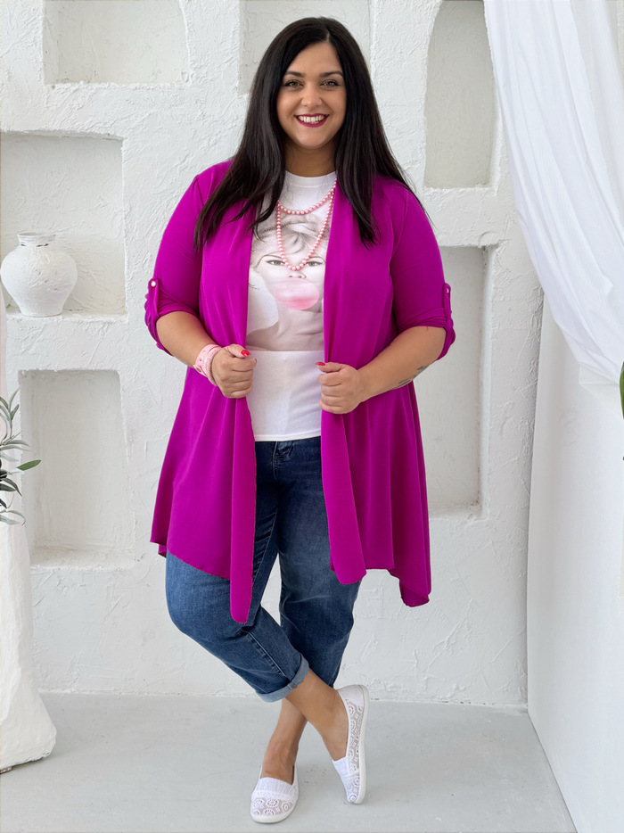 Lehounký cardigan z nemačkavého materiálu fuchsia