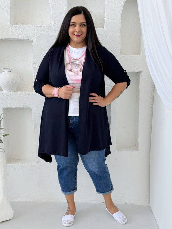 Lehounký cardigan z nemačkavého tmavě modrá