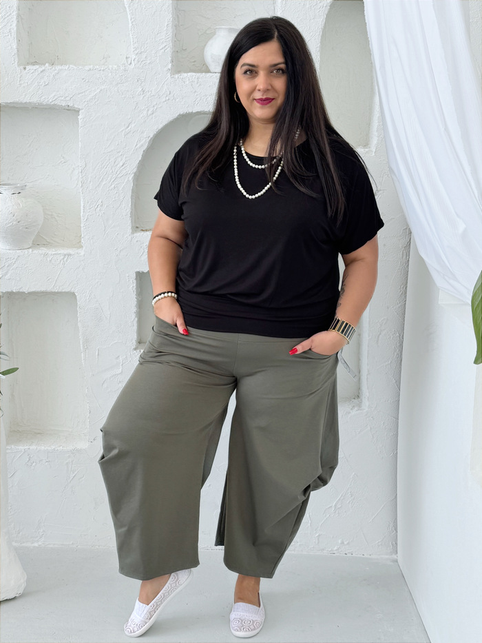 Elastické kalhoty Exclusive khaki