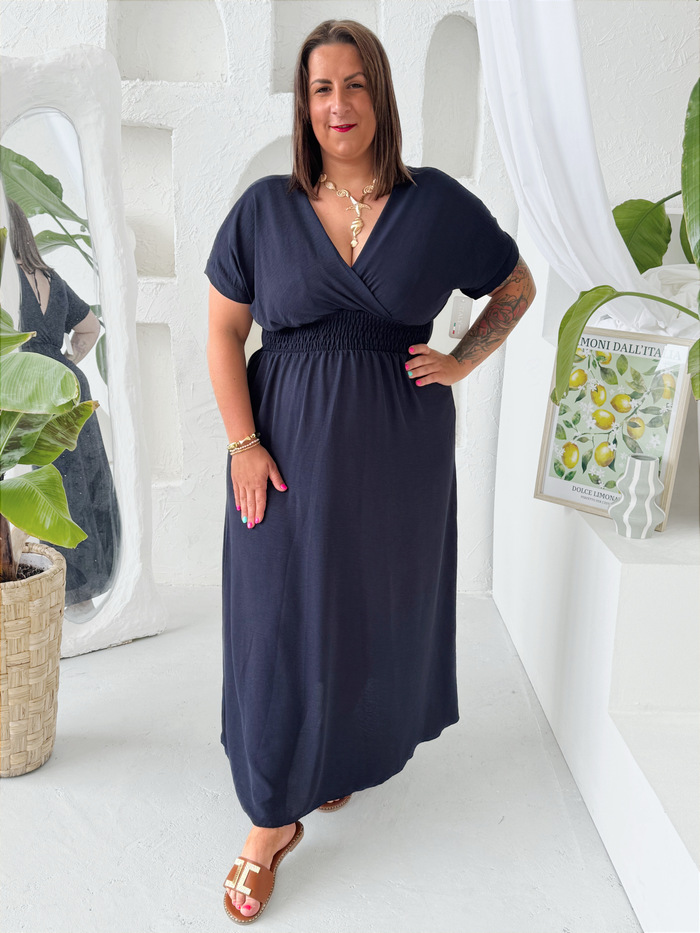 Nemačkavé maxi šaty Lady do 3XL tmavě modré