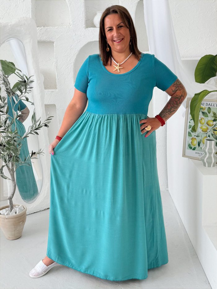 Maxi šaty Free do 4XL tyrkysové