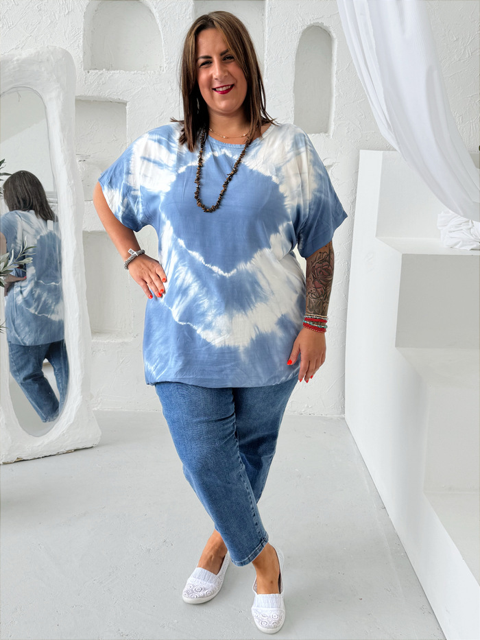 Batikované tričko Denim