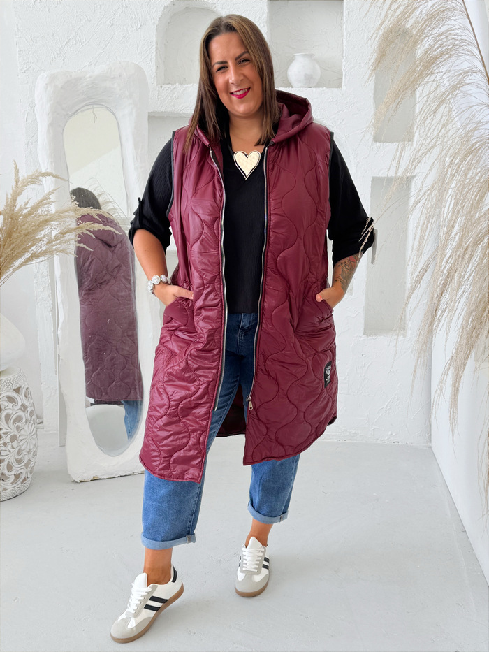 Prošívaná vesta do 4XL burgundy