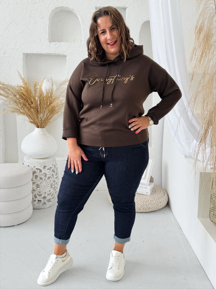 Máslová mikina Everything do 2XL - čokoládová