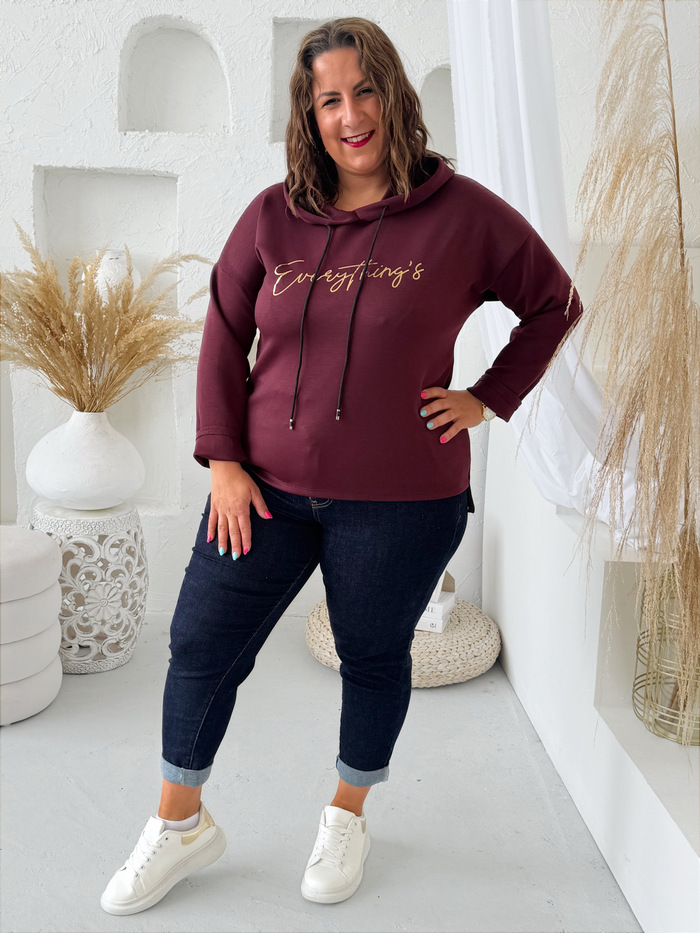 Máslová mikina Everything do 2XL - vínová