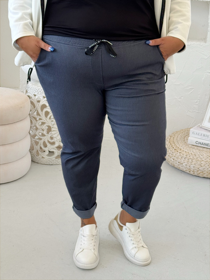 Strečové kalhoty elastické Sporty VĚTŠÍ do 5XL DENIM