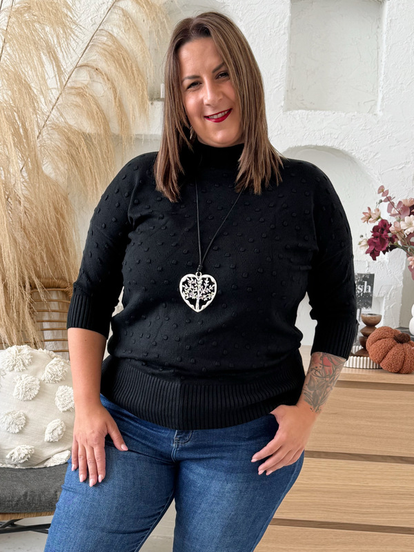 Svetr se stojáčkem Melanie do 4XL - černý