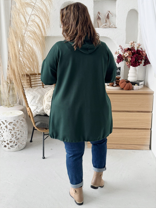 Máslová mikina na zip do 3XL - smaragdová