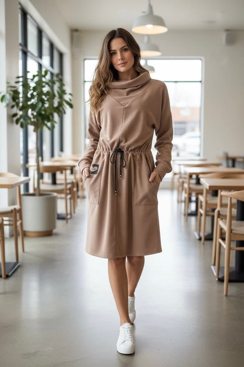 Mikinošaty s regulovatelným pásem - camel