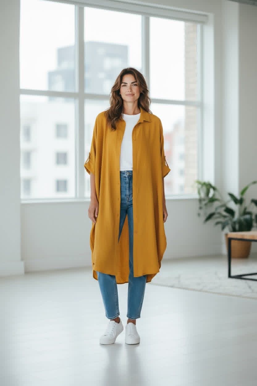 Košilové šaty Betty - hořčicová 