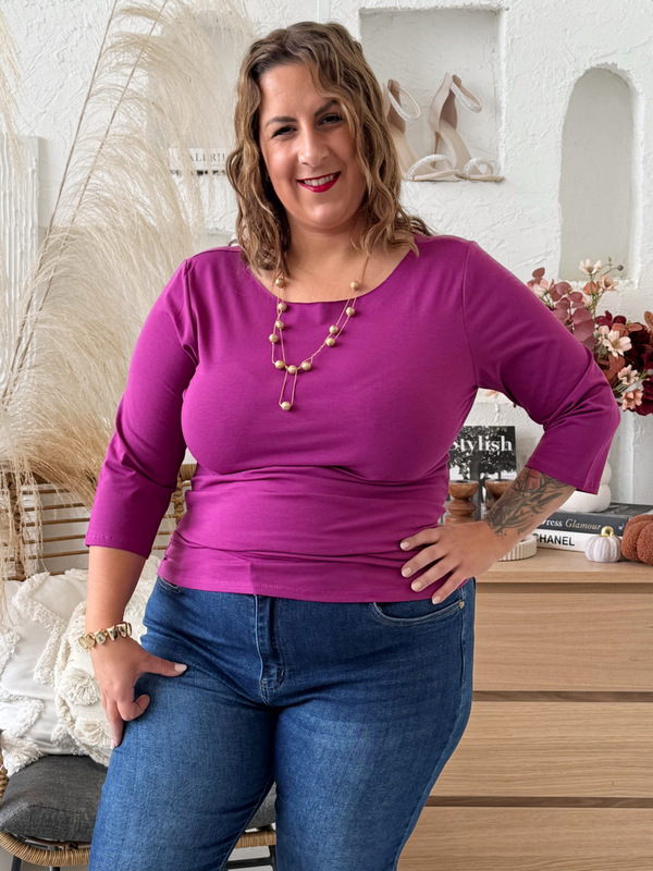 Bavlněné tričko s 3/4 rukávem do 3XL ostružina