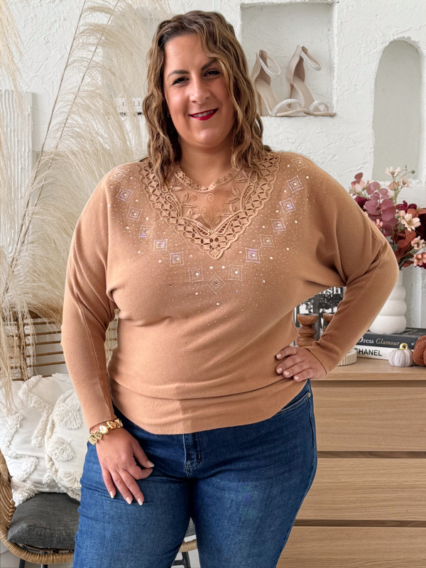 Svetr Crystal do 2/3XL camel