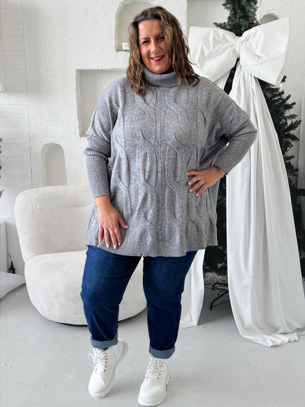 Tunikový rolák Luxury do 4XL ŠEDÝ