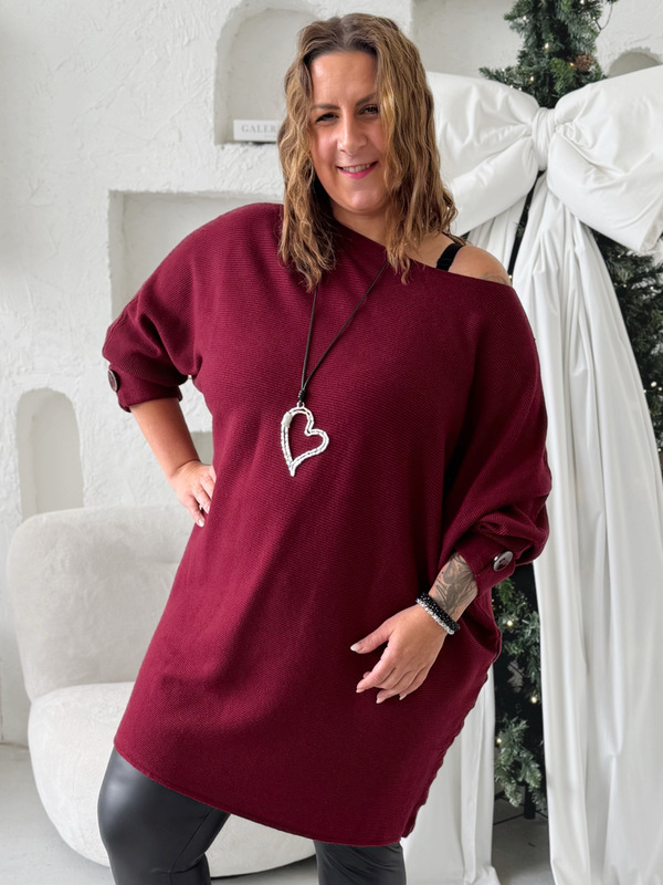 Oversize tunikové šaty Holie do 5XL burgundy