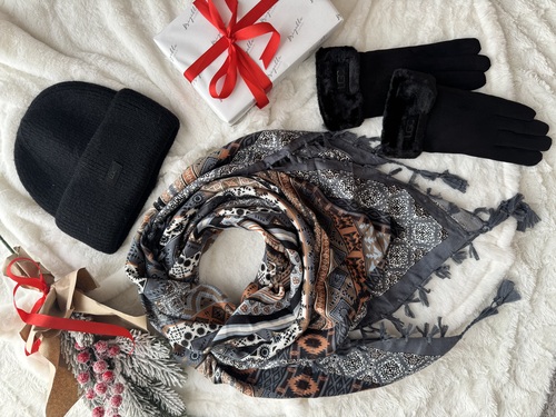 Dámský dárkový set Grey Ornament UG čepice