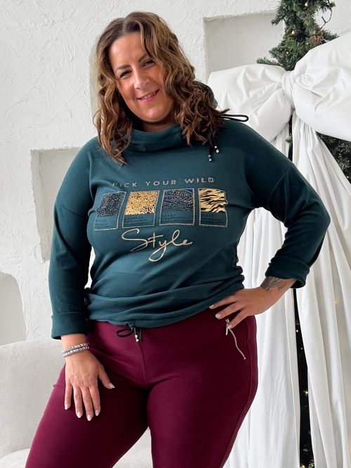 Fleecové tričko - mikina do 3XL - smaragdová