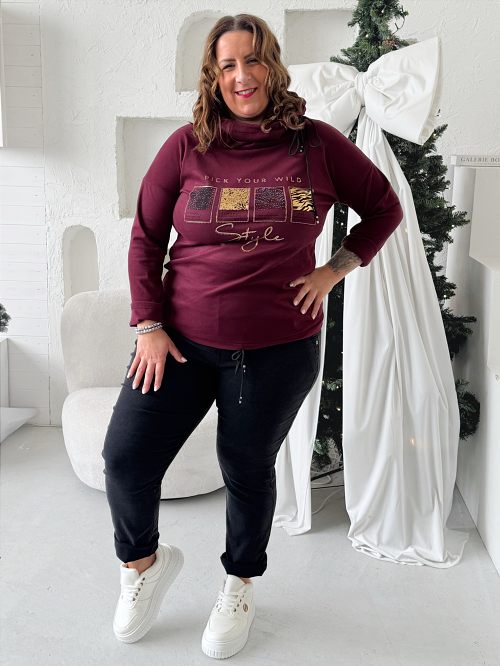 Fleecové tričko - mikina do 3XL - burgundy