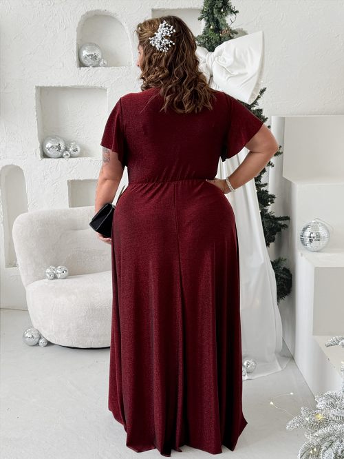 Plesové šaty Sparkle do 4XL vínové