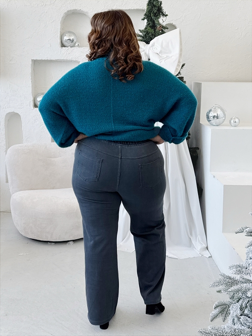 Elastické rovné džegíny Colory do 5XL - tmavě šedé