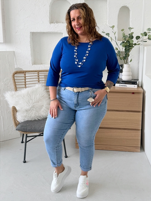 Bavlněné tričko s 3/4 rukávem do 3XL královsky modré