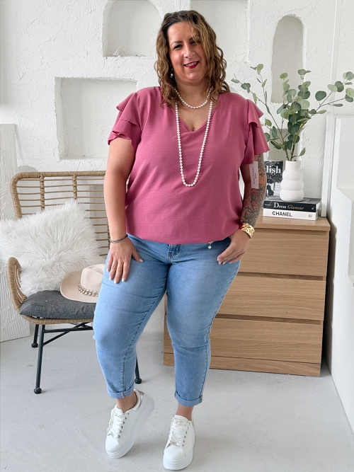 Halenkové tričko Modish do 3XL starorůžové