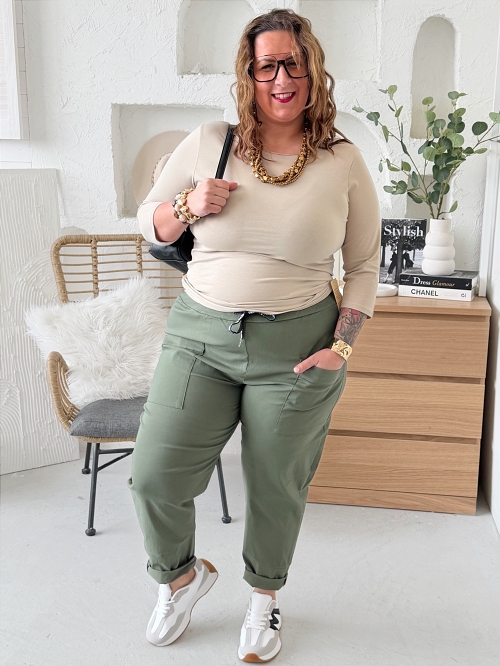 Elastické kalhoty Siera do 4XL khaki