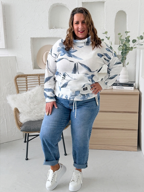 Mikina Blue květy do 3XL