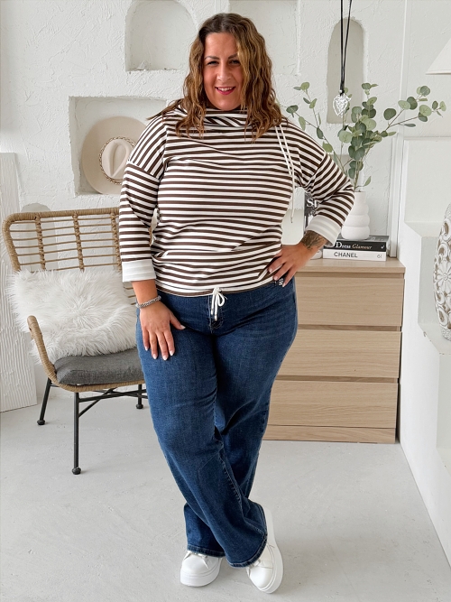 Mikina Chica do 3xl - hnědý proužek