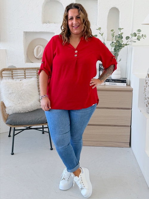 Košilová halenka Nancy do 3XL - červená