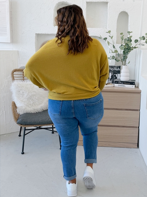 Svetr Lucy do 4XL -  hořčicová 