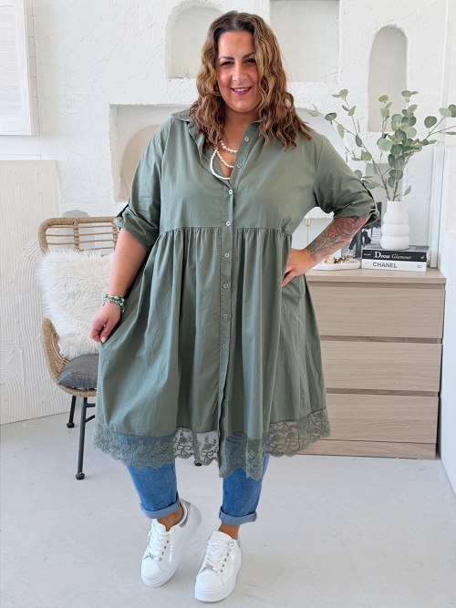 Košilové šaty Suzie do 4XL - khaki