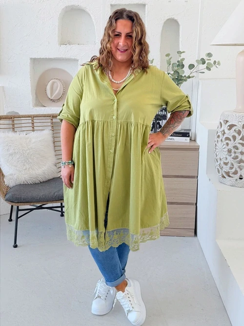 Košilové šaty Suzie do 4XL - limetka