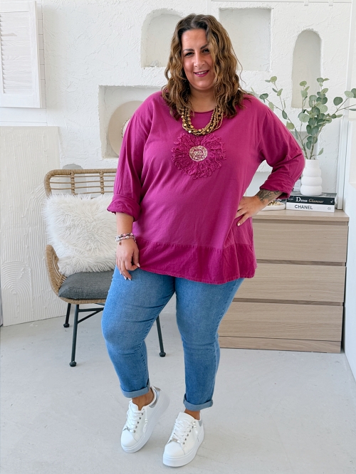 Stylové tričko Natalia do 4XL - fuchsiová 