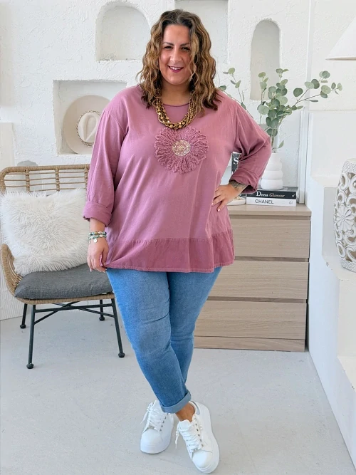 Stylové tričko Natalia do 4XL - starorůžová 