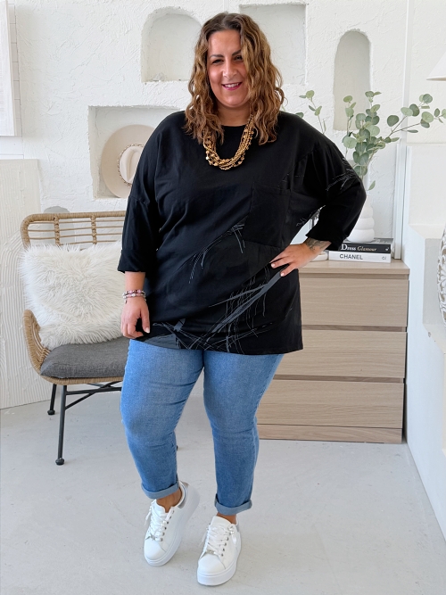 Tunikové tričko Abstract Joyce do 4XL - černá 